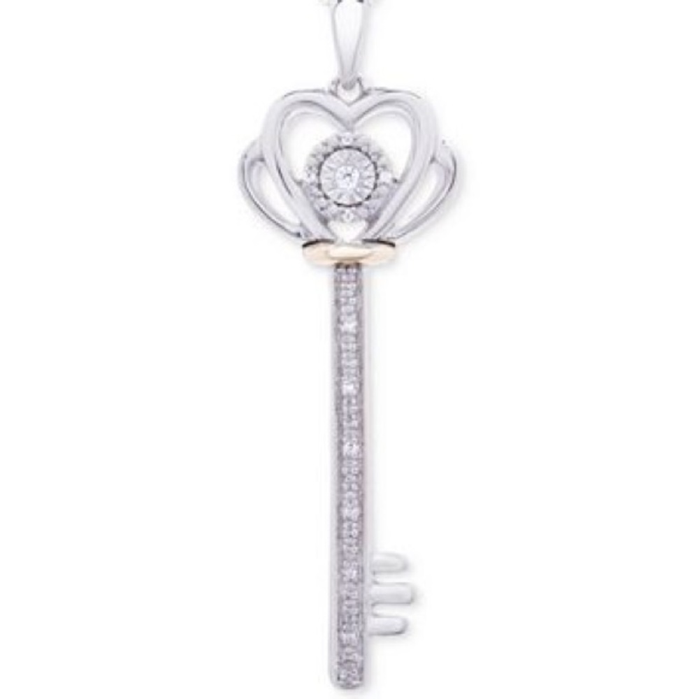 Diamond Accent Two-Tone Key Pendant Necklace